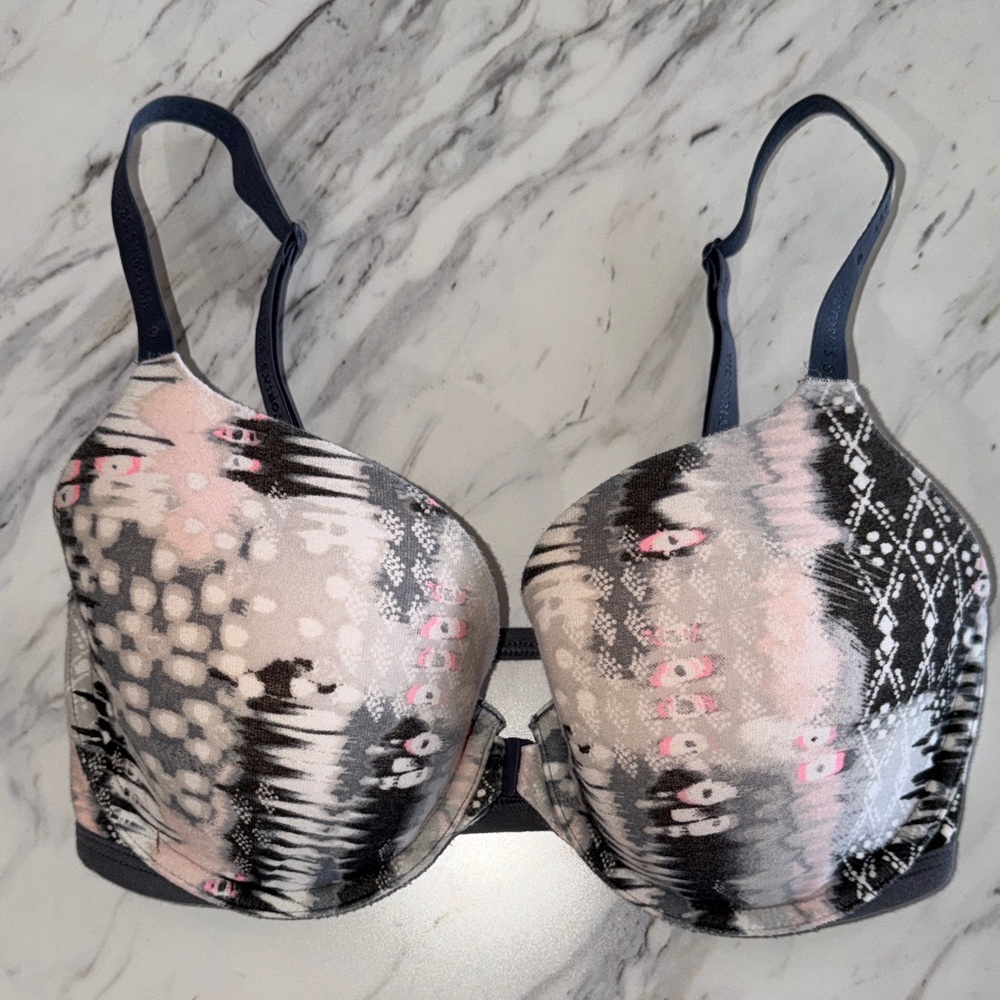 Stylish Women's Patterned Victoria Secret Bra - Black and Pink